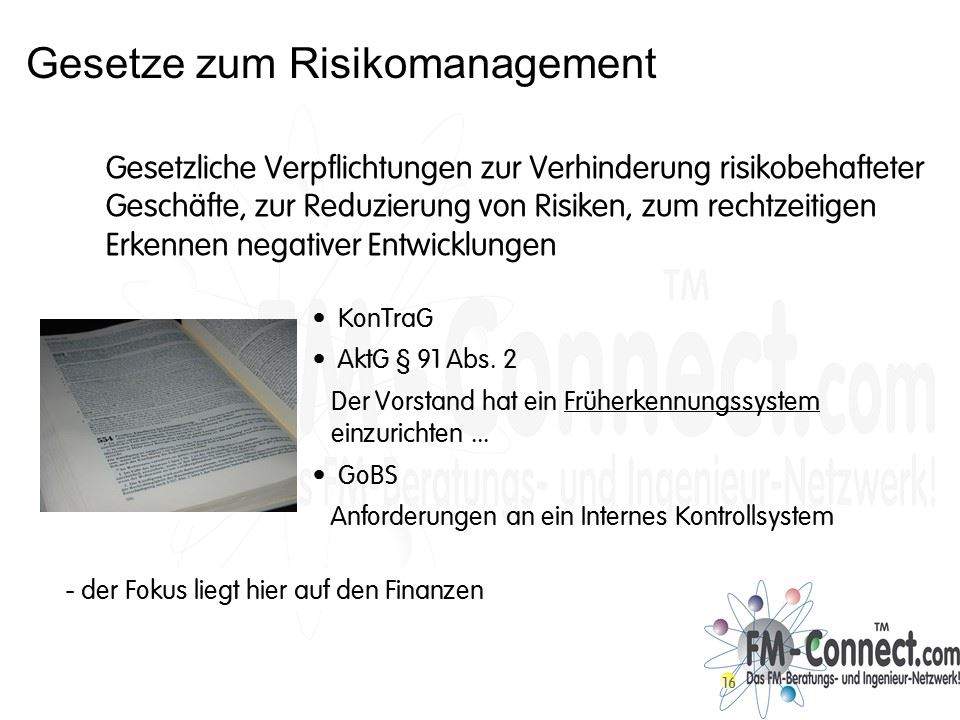 Gesetze zum Risikomanagement